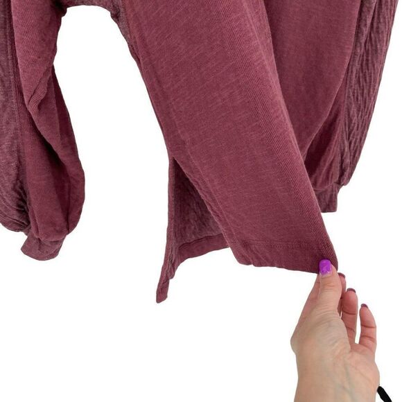 We The Free Back At It Henley Top Long Sleeves Oversized Slouchy Burgundy Small - Picture 5 of 12